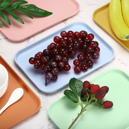 PATIKIL Plastic Fast Food Serving Tray, 2 Pcs 15" x 10.6" Reusable Rectangular Cafeteria Serving Platter for Party Kitchen Restaurant, Pink