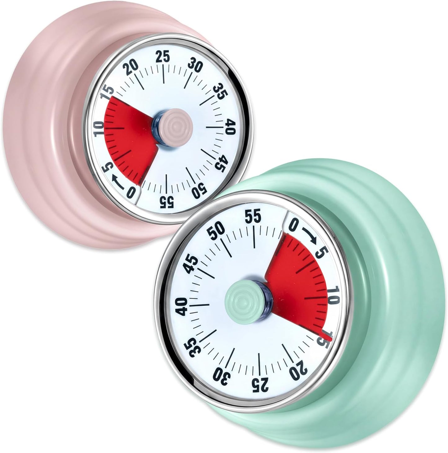 60-Minute Magnetic Visual Timer, Silent Operation and No Battery Needed, Time Management Tools for Kitchen, Homeschool Desk, Office Meetings & Home Learning Timer (Green-Pink)