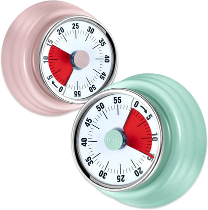 60-Minute Magnetic Visual Timer, Silent Operation and No Battery Needed, Time Management Tools for Kitchen, Homeschool Desk, Office Meetings & Home Learning Timer (Green-Pink)