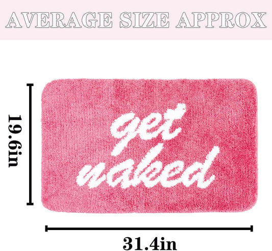 Get Naked Bath Mat, Cute Bathroom Rug Microfiber Funny Shower Floor Bath Mat Non Slip Kids Bath Rugs, Home Decor Carpet Super Absorbent Tub Toilet Aesthetic Mat Machine Washable, 31.5x20in, Pink