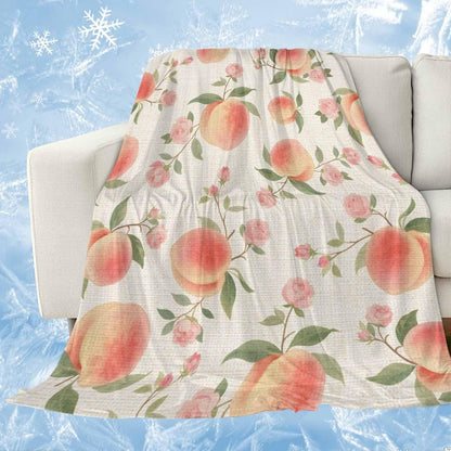 Cooling Blanket for Hot Sleepers,Peach Soft Breathable Cool Summer Blanket for Night Sweats,Spring Floral Green Leaf Botanical Pink Fruit Rustic Lightweight Ice Silk Throw Blankets All Season 30"x40"