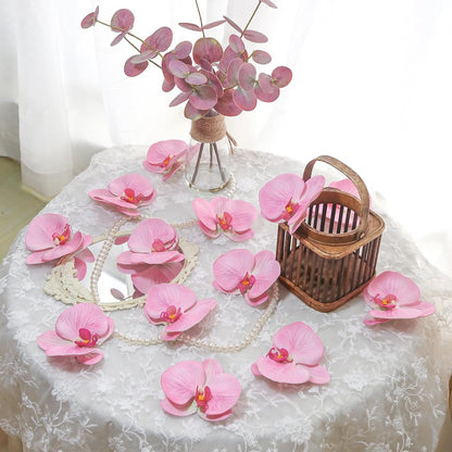 20 PCS Pink Artificial Orchid Flower Heads,4.3'' Real Touch Latex Butterfly Orchid Faux Phalaenopsis Flowers Bulk for Wedding DIY Crafts Hair Accessories Table Centerpieces Home Decor(Pink)