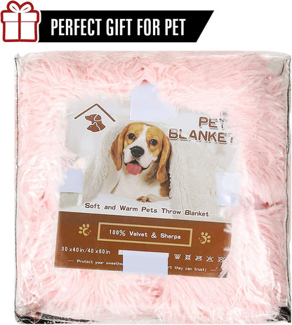 LOCHAS Luxury Fluffy Dog Blanket, Extra Soft and Warm Sherpa Fleece Pet Blankets for Dogs Cats, Plush Furry Faux Fur Puppy Throw Cover, 20''x30'' Pink