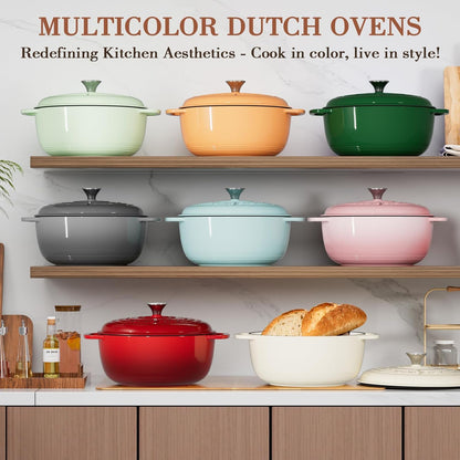 Umite Chef 6QT Enameled Cast Iron Dutch Oven with Lid, Versatile Heavy-Duty Cookware Pot for Baking Bread, Braising, Soups & Stews, Oven & Stovetop Safe with Heat Resistant Gloves(Pink)