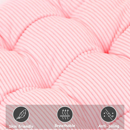 4Pack Chair Cushions for Dining Chairs 15.7"X15.7" Corduroy Chair Pads with Ties Indoor Non-Slip Square Seat Cushion for Kitchen Office Chairs Computer Desk Seat Pad, Pink