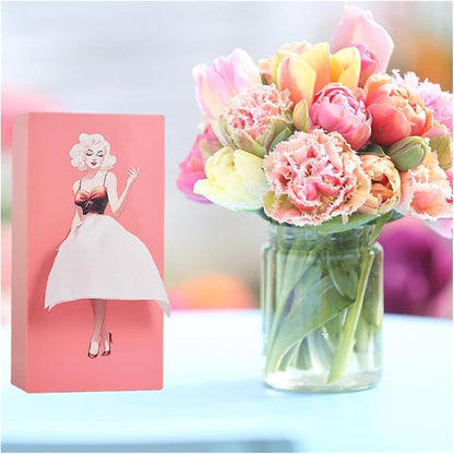 Girl's Long Skirt Tissue Box - Creative Cartoon Cover, Paper Dispenser for Home, Office, Car (Pink)