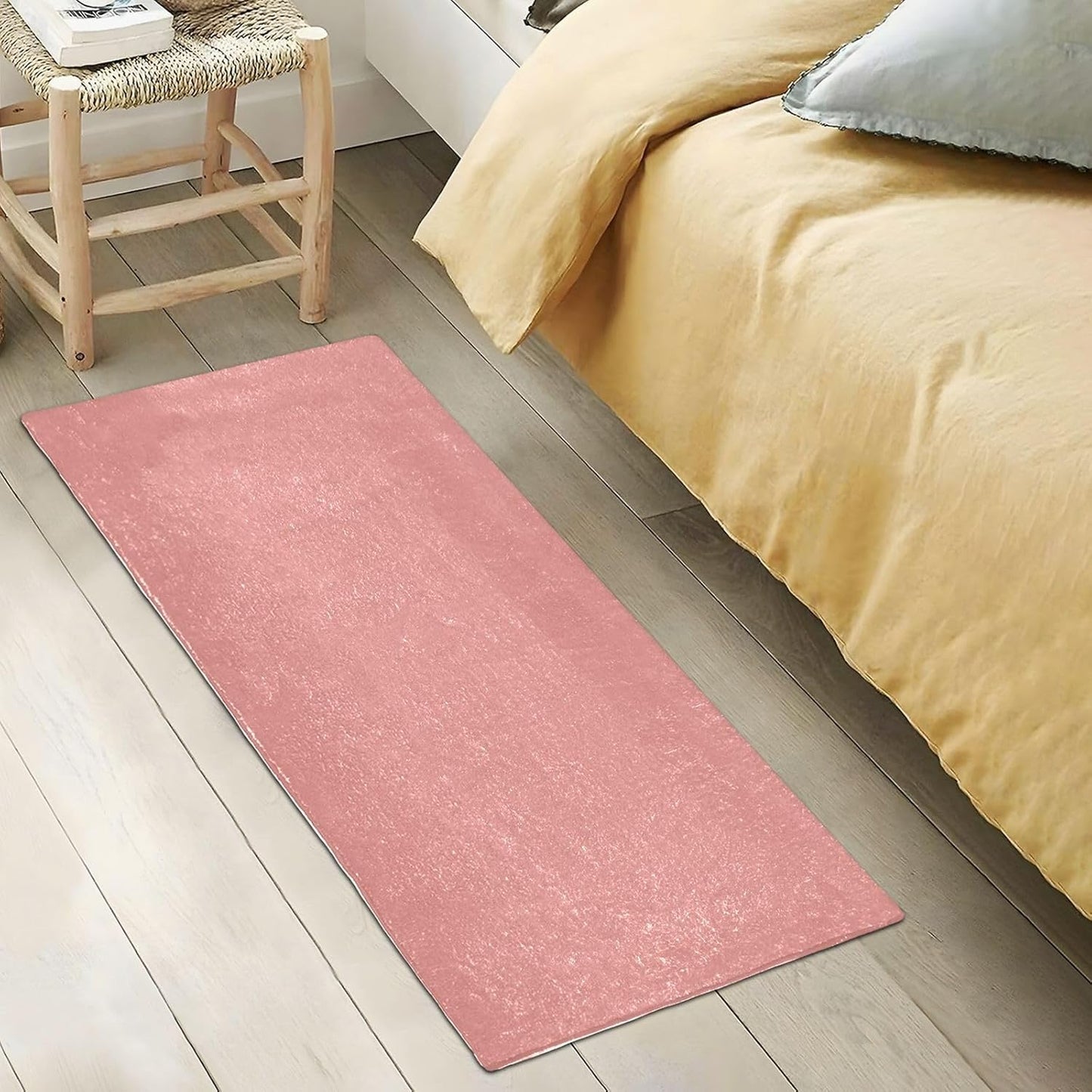Plain Pink Solid Color Bath Mat, Dry Quickly Non Slip Absorbent Bath Rug, Soft Living Room Bedroom Home Floor Mats, Bath Mats for Bathroom, Tub and Shower 20" x 39"
