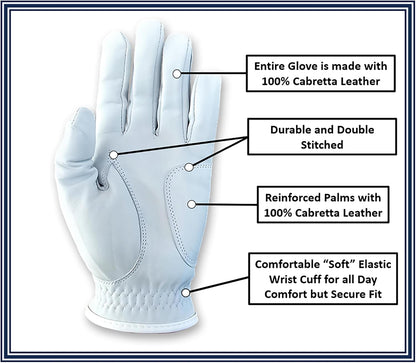 Tropical Flamingo Men's Golf Glove - 100% Cabretta Leather Left Right Hand Golfer Weather Grip Pink White Blue Adult Hawaiian Size Small Thru XXL
