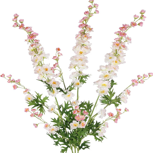 CITYES 3 Pcs Delphinium Artificial Flowers Bulk 35" Long Stem Silk Larkspur Flowers Artificial Snapdragon Flower Stems Pink Faux Bouquets for Tall Vase Floral Arrangements Home Outdoor Wedding Decor