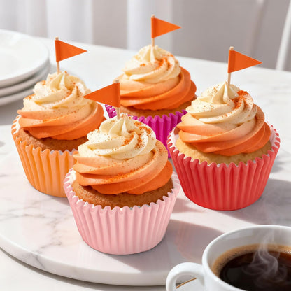 Whaline 300Pcs Pink Orange Cupcake Liners Paper Baking Cups Standard Muffin Cupcake Wrappers for Spring Summer Baby Shower Wedding Birthday Party Supplies Table Decor