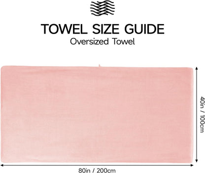 REDKISS Pack of 2 Jumbo Bath Sheets, 40 x 80 Inches Microfiber Bath Towels for Bathroom, Extra Large & Lightweight, Quick-Dry, Super Soft & Highly Absorbent, Perfect to Wrap Yourself in, Pink