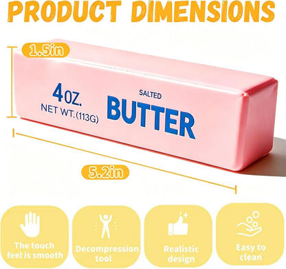 2026 Upgraded Slow Rebound Butters Squeeze Stress Balls, Soft Butters Stick Squishies Toy, Slow Rising Sensory Fidget Toy for Stress Relief & Calming（Pink）