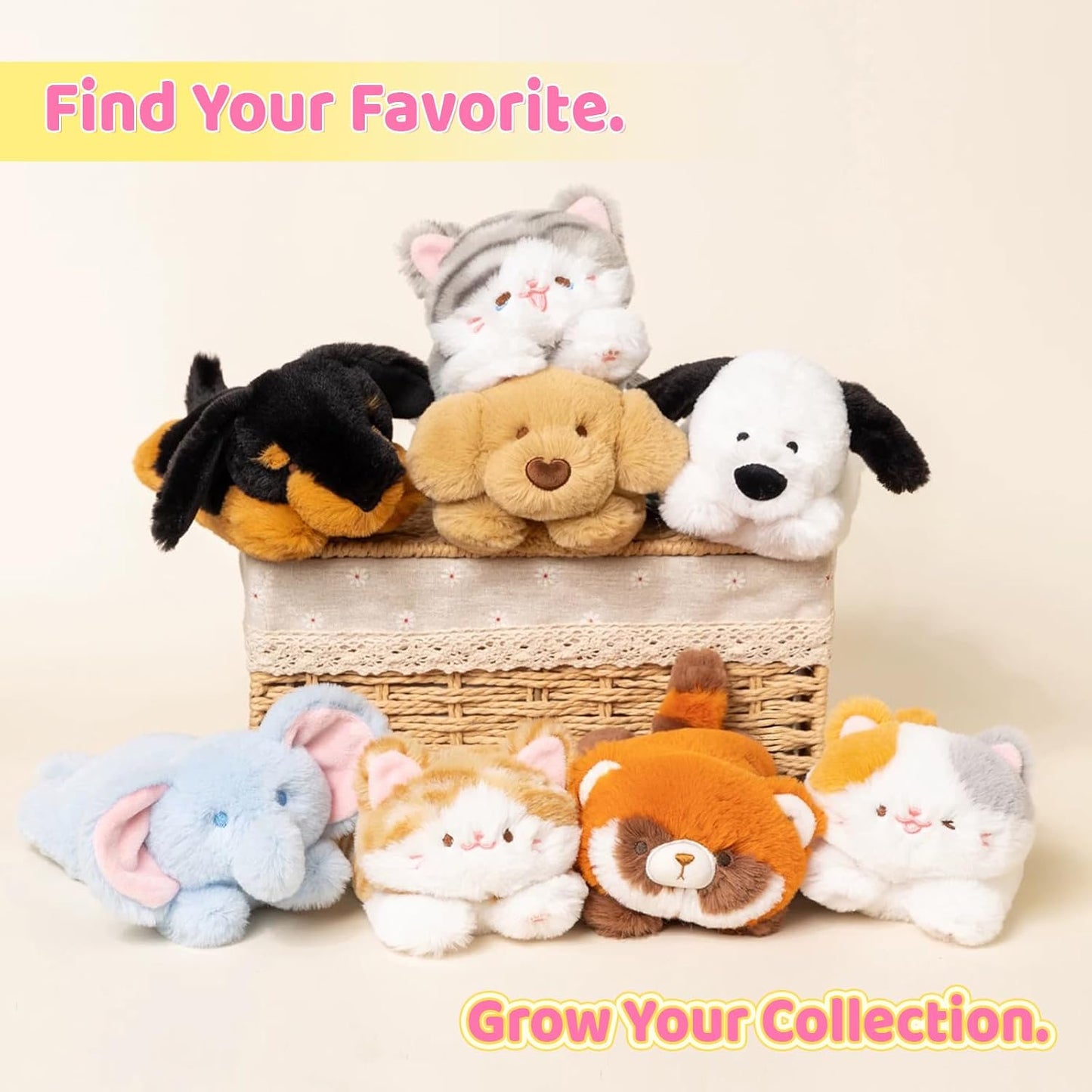 PEACH CAT Striped Cat Stuffed Animal Cute Kitten Plushies Small Plush Toys Gifts for Kids Grey