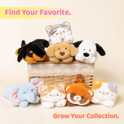 PEACH CAT Striped Cat Stuffed Animal Cute Kitten Plushies Small Plush Toys Gifts for Kids Grey