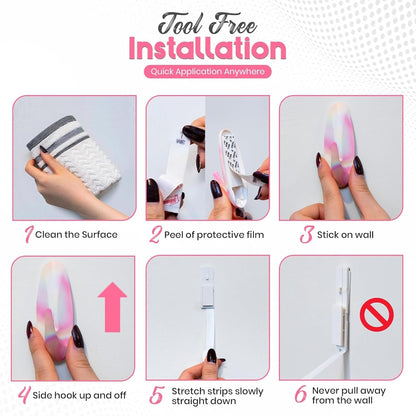 Adhesive Wall Hanging Hooks | Pack of 3 Cute Print Wall Hooks with Heavy Duty Stick-On Strips that Hold Up to 3lbs, Easy to Install Hanging Hook for Walls
