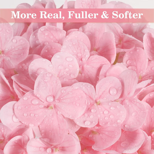 Artflower 4Pcs Real Touch Hydrangea Artificial Flowers, 22.5'' White & Pink Full Latex Faux Hydrangea Flowers for Home Floral Arrangements Wedding Bouquets Kitchen Table Centerpiece Decorations