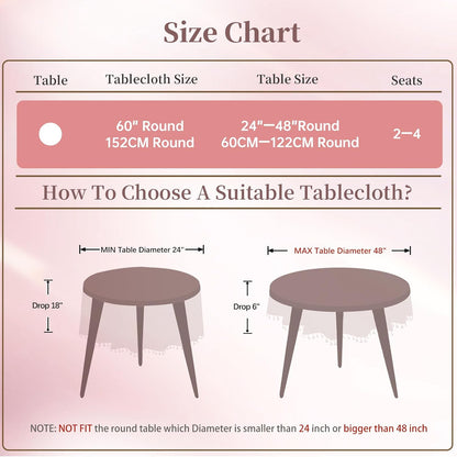 Pink Gingham Tablecloth with Tassels, Cotton Linen Checkered Plaid Table Cloth, Farmhouse Table Cover for Dining Table, Picnic, Baby Shower & Bridal Shower, Washable, 60 Inch Round