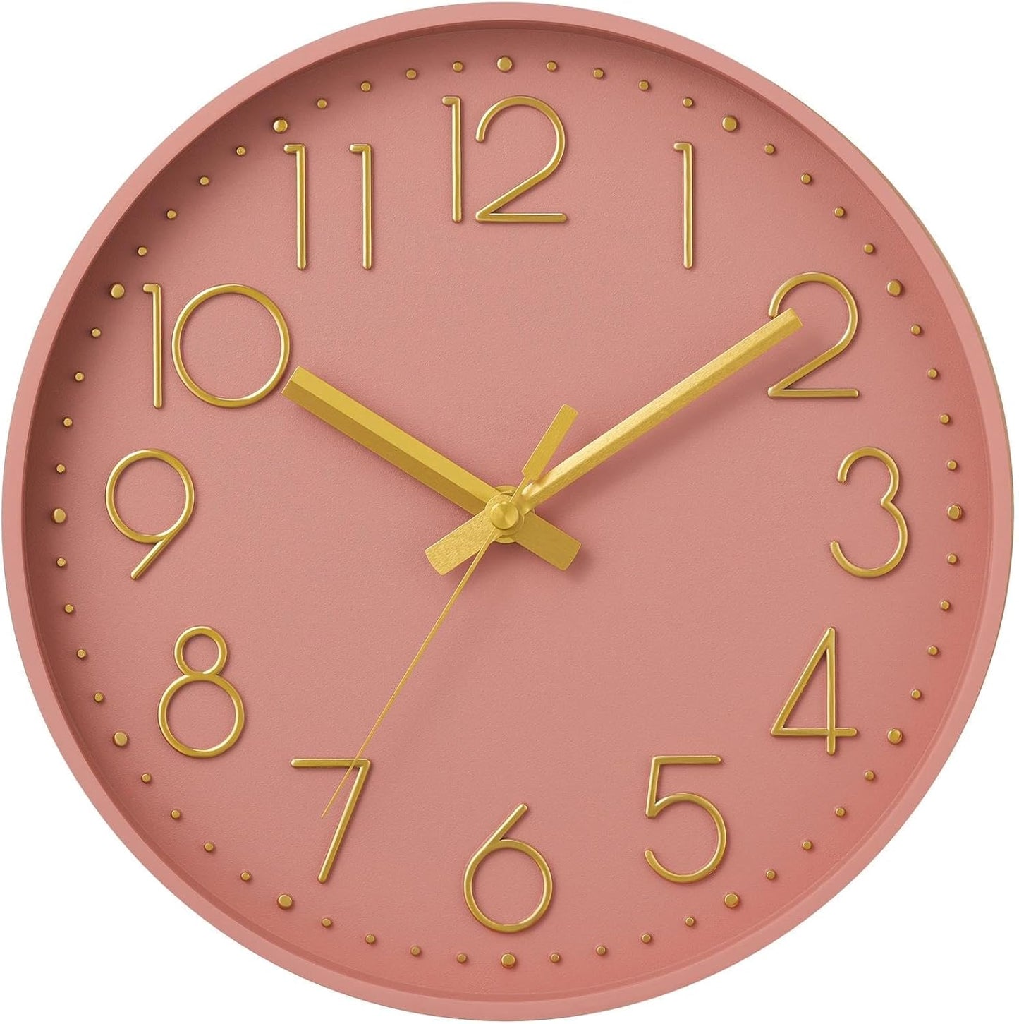 DAXSMY Wall Clock - 8 Inch Silent Non-Ticking Modern 3D Wall Clocks Battery Operated - Decorative Clock for Kitchen, Home Office, Bathroom, Bedroom(Pink)
