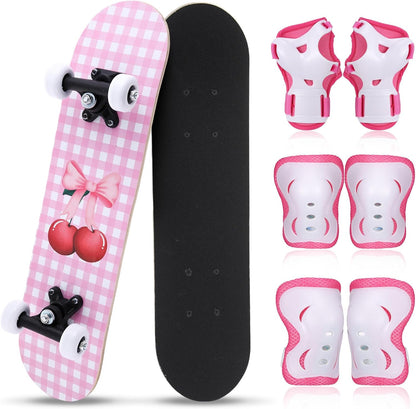 Honoson 7 Pcs Skateboard for Toddlers Beginners Knee Elbow Pads Wrist Guards Gear Set