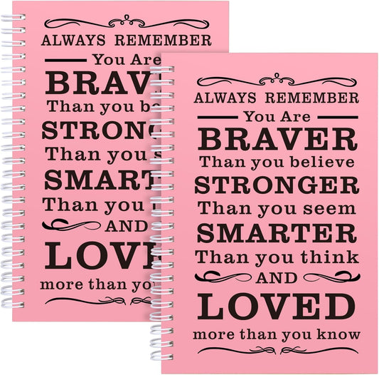JOHSBYD Spiral Notebook Journal, 2 Pcs Hardcover Spiral Notebooks,College Ruled Hardcover Notebook for Work,A5 Notebooks for Work School Note taking, Lined Journal for Women (2Pcs Always-Pink)