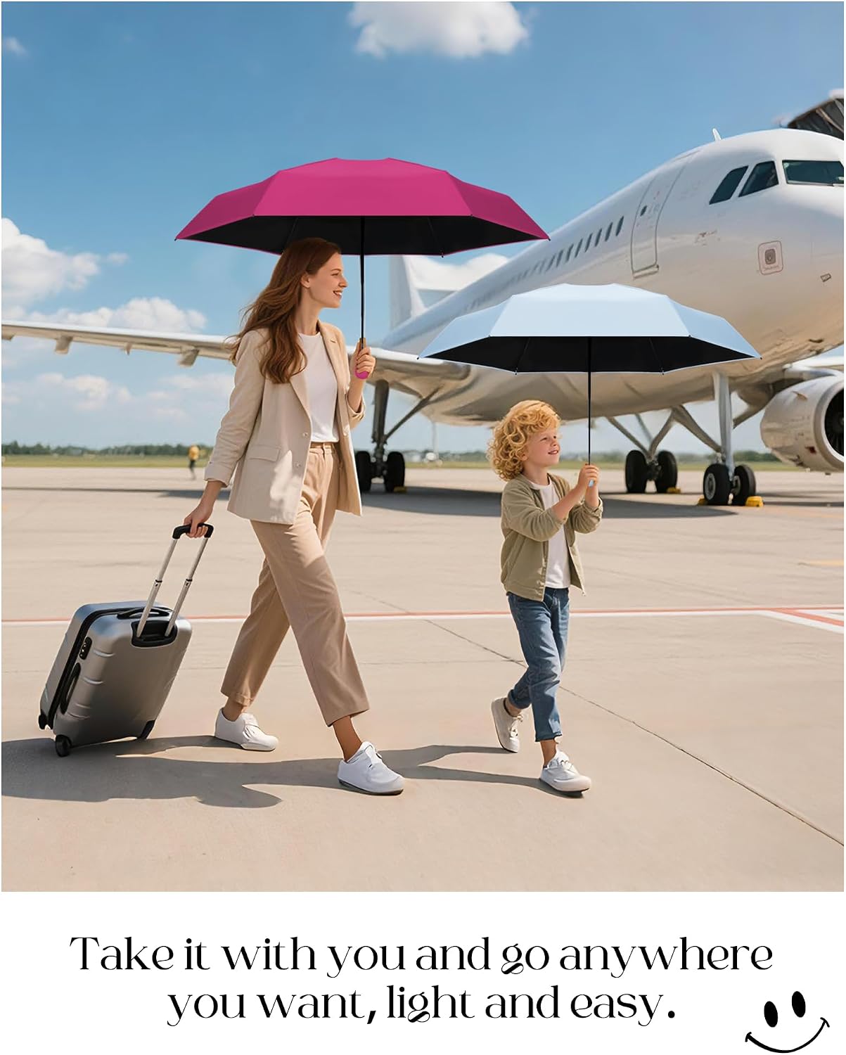 Seniny Mini Portable Travel Umbrella with Case - Compact Umbrellas for Rain & Sun UV Protection for Backpack Pocket, Lightweight Folding Small Umbrella, Tiny Purse Size UV Blocker for Kids Women Girls