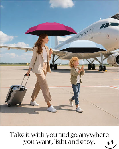 Seniny Mini Portable Travel Umbrella with Case - Compact Umbrellas for Rain & Sun UV Protection for Backpack Pocket, Lightweight Folding Small Umbrella, Tiny Purse Size UV Blocker for Kids Women Girls