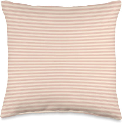 Cute Pastel Coral Peach Minimal Horizontal Striped Pattern Throw Pillow