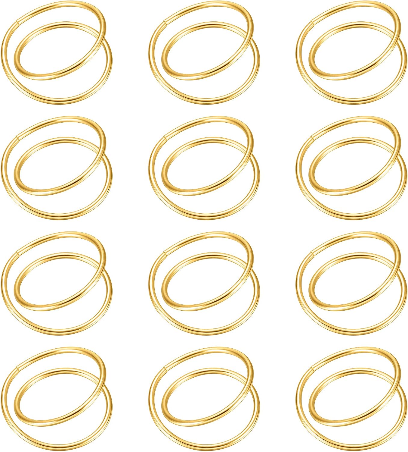 12 Pieces Gold Napkin Rings Metal Spiral Sliver Pink Napkin Rings Buckles Simple Alloy Serviette Holder for Weddings Dinner Party Table
