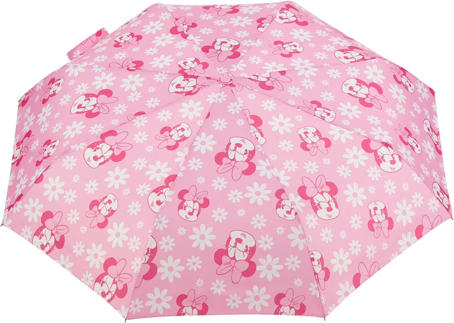 Disney Minnie Mouse Children's Rain Umbrella, Automatic Folding, Compact, Lightweight, Packable for Travel, 39 Inch Arc, Pink