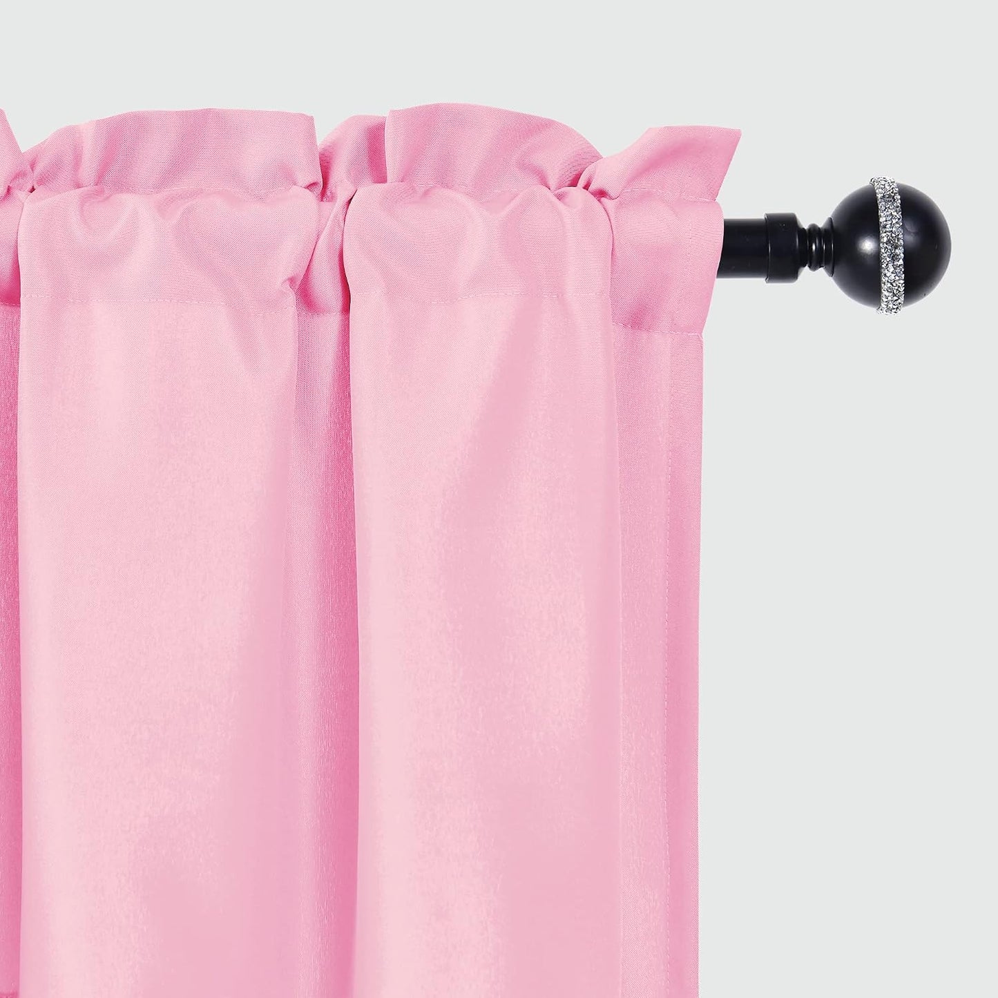 JIUZHEN Valance Curtains for Kitchen/Living Room/Basement/Bathroom Window, Thermal Insulated Short Rod Pocket Curtain Panels, Pink, 52 x 18 Inches, 1 Panel