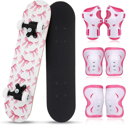 Honoson 7 Pcs Skateboard for Toddlers Beginners Knee Elbow Pads Wrist Guards Gear Set