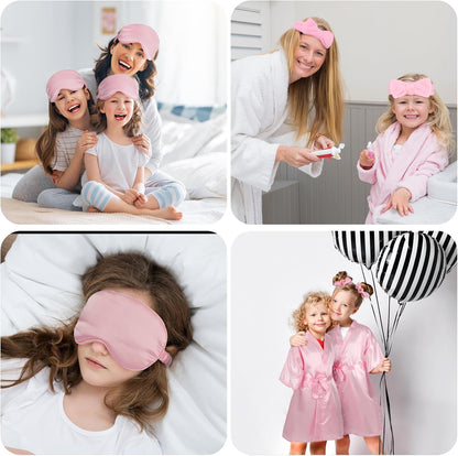 Zhanmai 36 Pcs Spa Party Supplies 6 Spa Robes 6 Headband 6 Blindfolds 6 Scrunchies 12 Wristbands for Birthday, Pink, Size 10