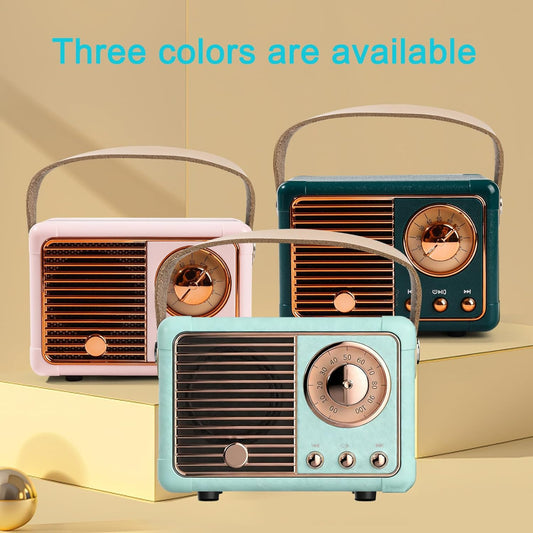 Mini Bluetooth Speaker, Vintage Retro Decor, Portable Wireless Bluetooth Speaker, Vintage Cute Old Fashion Style for Bedroom Kitchen Desk Office Party Outdoor Travel(Pink)