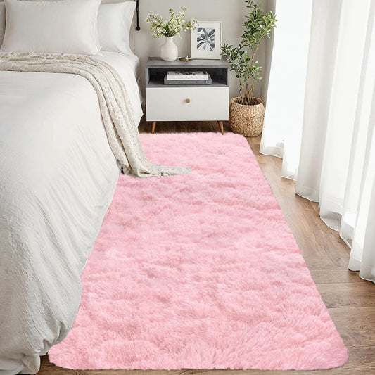 2x6 Bedside Area Rugs for Bedroom: Soft Fluffy Shag Pink Rug for Hallway, Non-Slip Fuzzy Plush Living Room Rug Indoor Floor Carpet for Kids Rooms, Dorm, Nursery, Modern Home Aesthetic Decor