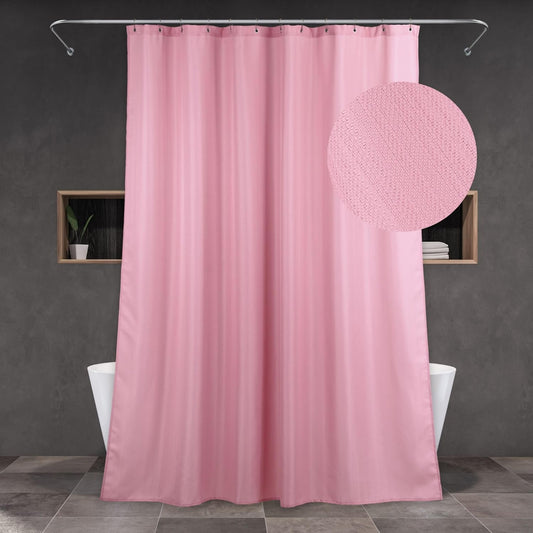 Pink Fabric Shower Curtains for Bathroom: Blush Linen Textured Waterproof Washable Light-Weight Polyester Shower Curtain - Solid Simple Elegant Decorative Bath Curtain Liner - 72x72