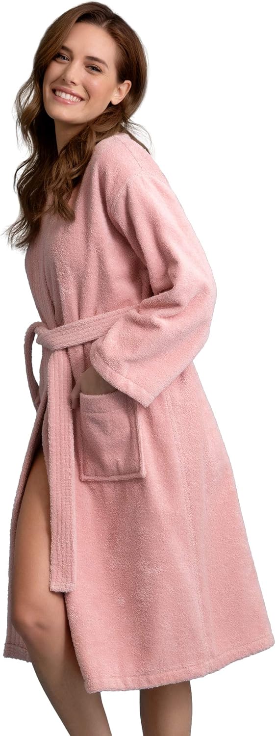 Women's Turkish Terry Kimono Style Bathrobe - 100% Cotton Robe for Women - Comfortable & Absorbent - Soft & Cozy Wear