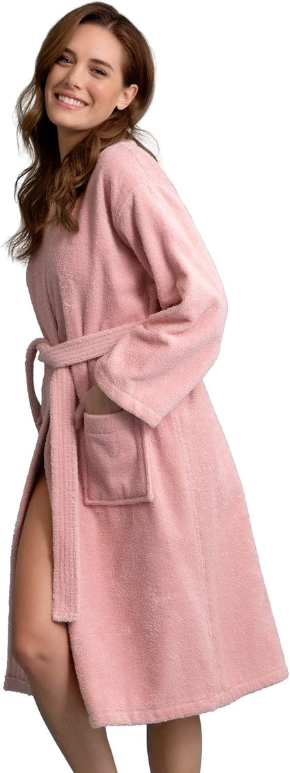 Women's Turkish Terry Kimono Style Bathrobe - 100% Cotton Robe for Women - Comfortable & Absorbent - Soft & Cozy Wear