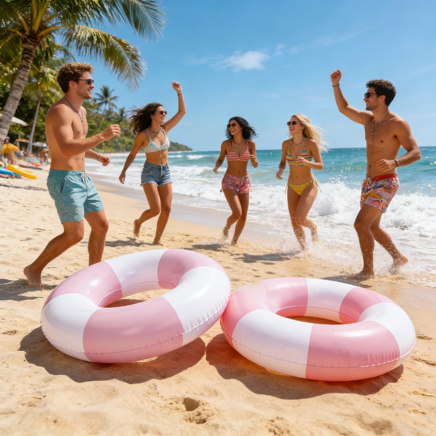 4PCS Inflatable Pool Floats 35" Swimming Rings Large Inner Tube Swimming Pool Swim Rings Pool Lounger Float for Pool Party & Summer