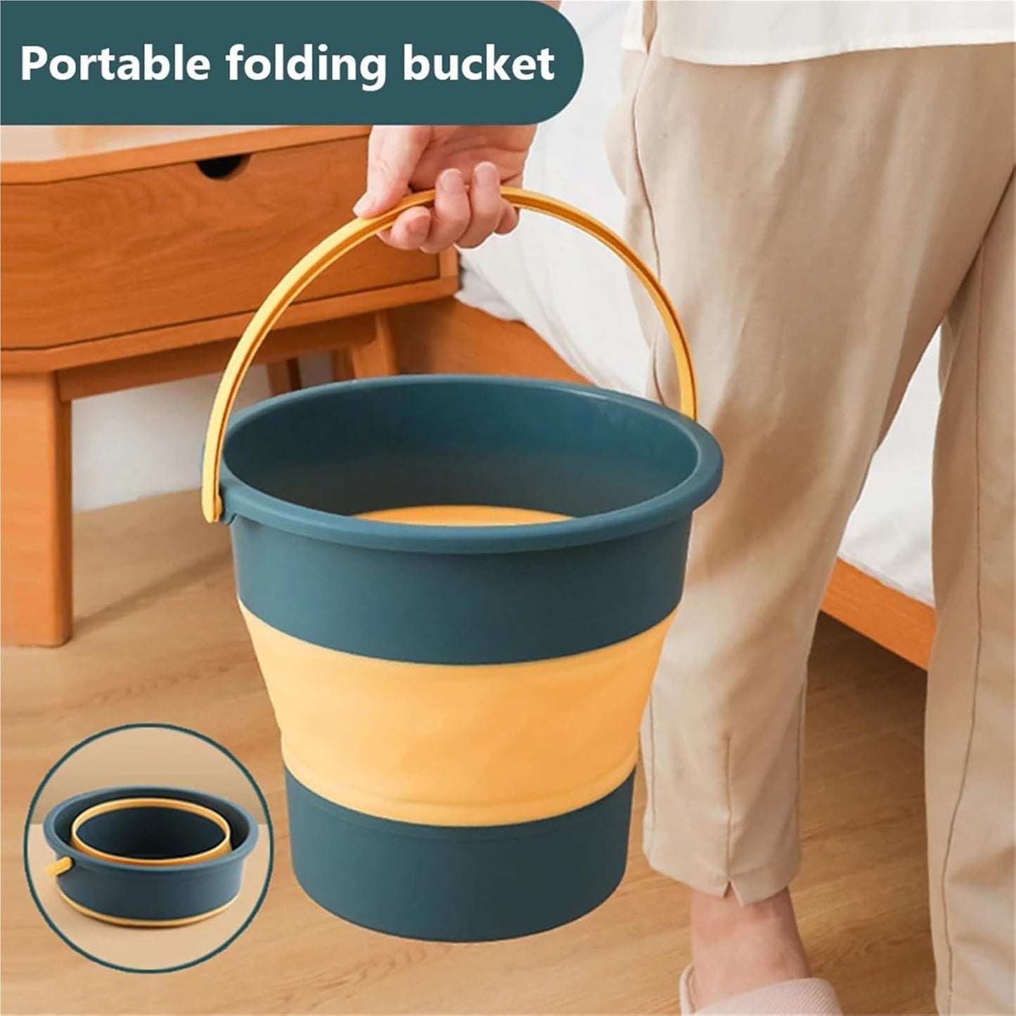 5/10/17L Folding Portable Bucket with Cover Car Wash Fishing Bathroom Tool Silicone Outdoor Camping Household Supplies for Cleaning Windows(5L,Pink)