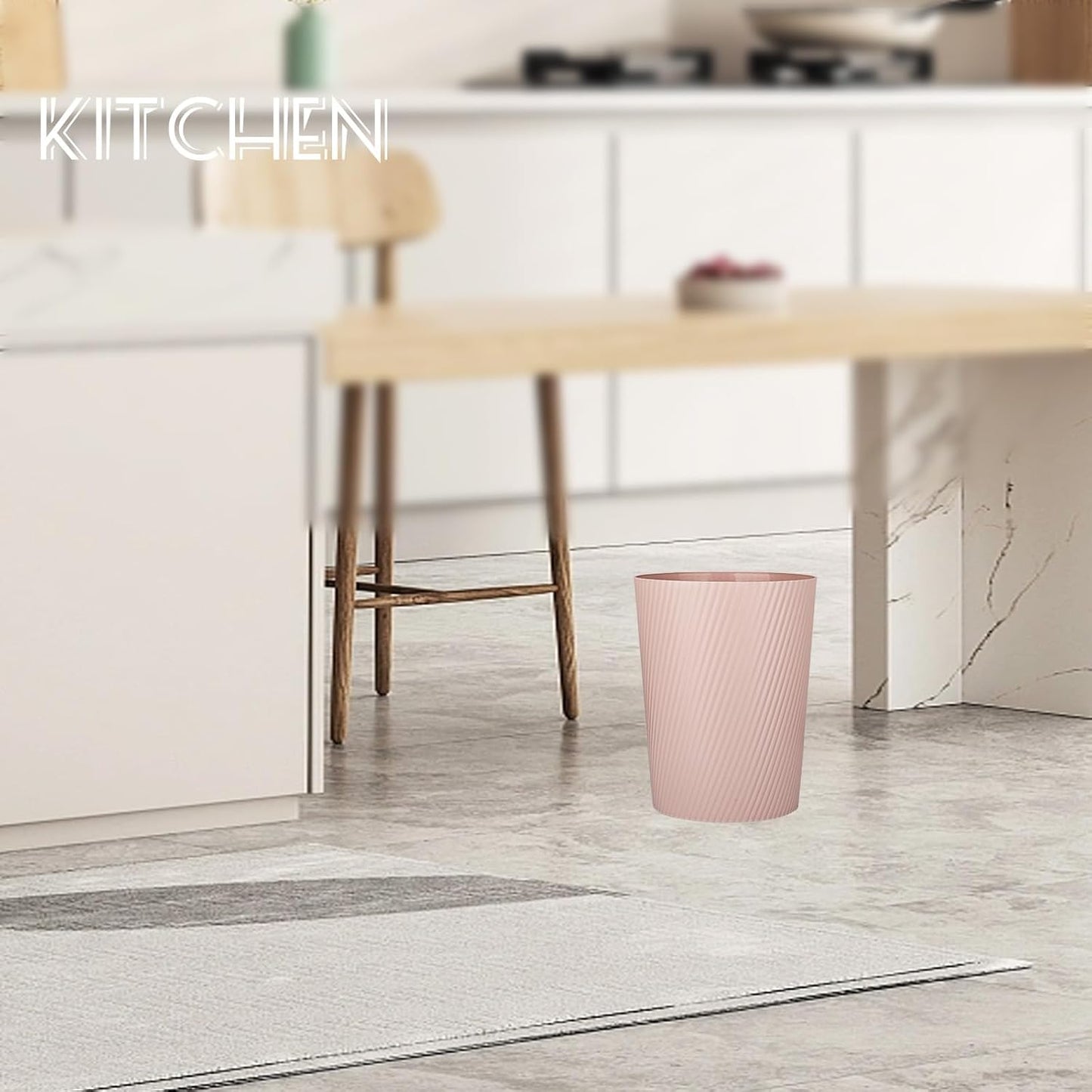 UUJOLY Small Trash Can Wastebasket Garbage Can Container Bins for Bathrooms, Laundry Room, Kitchens, Offices, Kids Rooms, Dorms (Pink)
