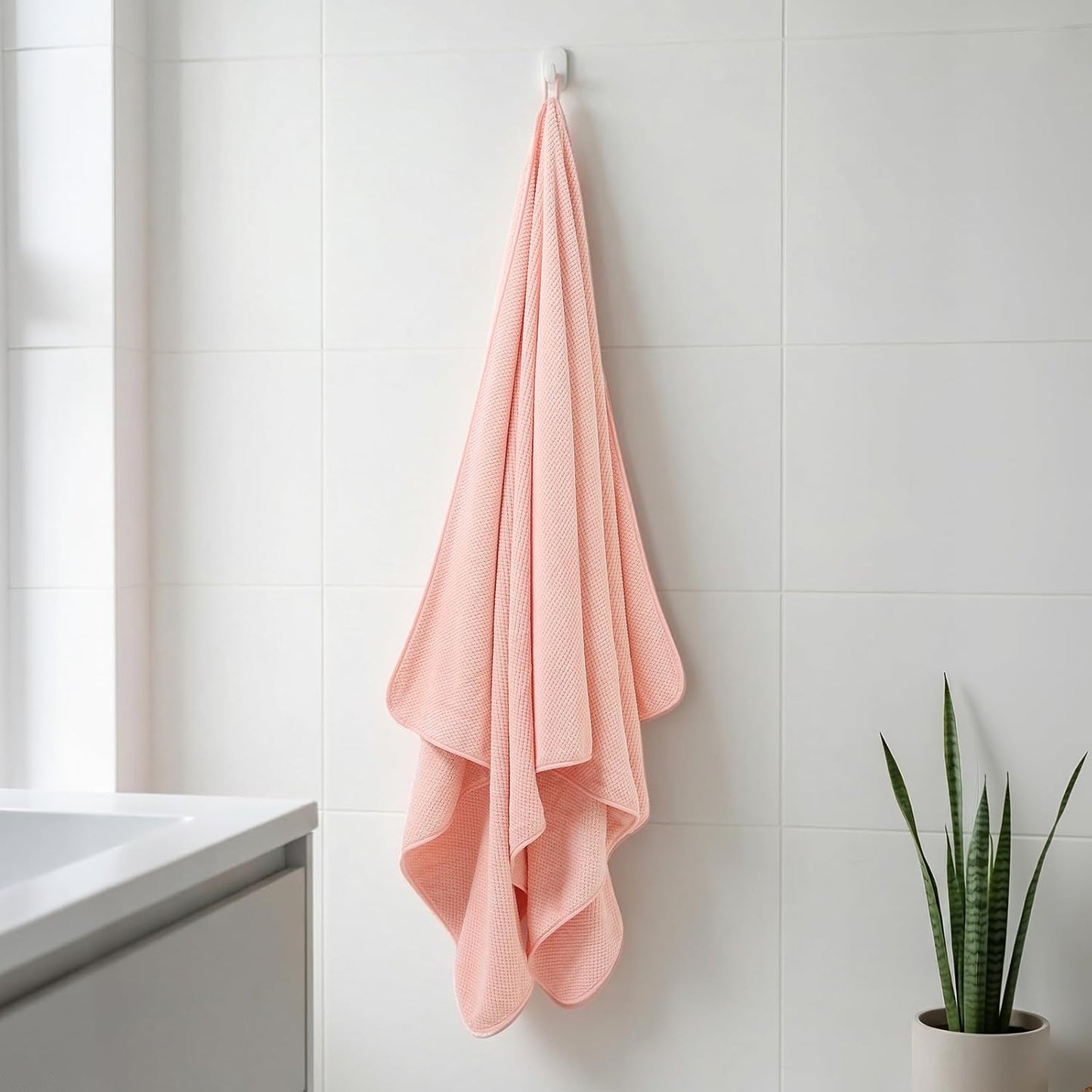 REDKISS Pack of 2 Jumbo Bath Sheets, 40 x 80 Inches Microfiber Bath Towels for Bathroom, Extra Large & Lightweight, Quick-Dry, Super Soft & Highly Absorbent, Perfect to Wrap Yourself in, Pink