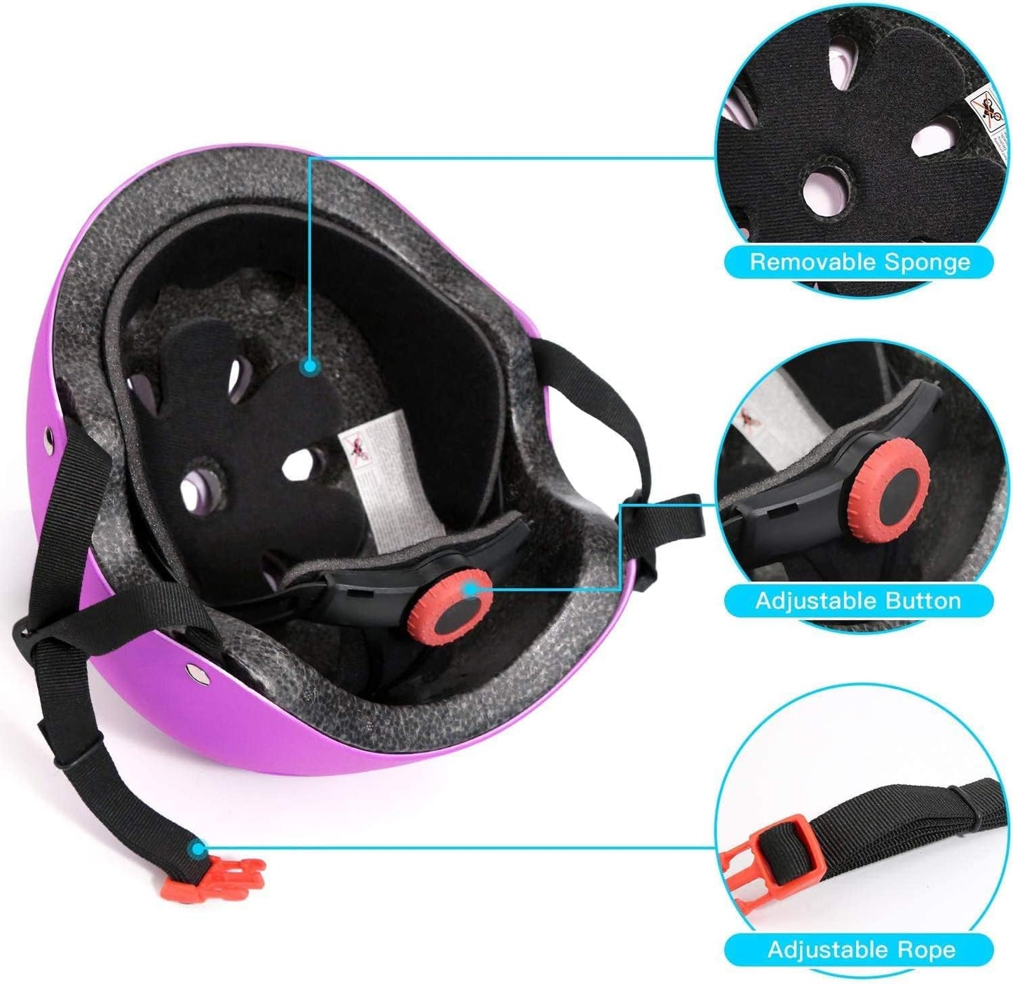 Kids Bike Helmet Skateboard Knee Pads - Kids Helmet Elbow Pads Wrist Guards Adjustable for 5~15yrs Girl Boy Kids Protective Gear Set for Sport Cycling Bike Roller Skating Scooter