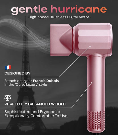 BIZOND Ionic Hair Dryer for Women and Men, Professional Premium Quality High-Speed Motor 110,000 RPM, 1600W Power, 200M Negative Ions, 9ft Long Cord, Lightweight Blow Dryer, Fast & Ultra Quiet (Pink)