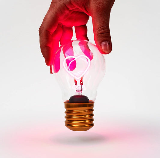 Suck UK Pink Lamp - Heart Light Bulb - Bedroom Accessories - Pink Bedside Lamp - Cordless Heart Light Bulb - Rechargeable Battery - LED Neon Lights - Vintage Edison Bulbs - USB Charging Night Lights