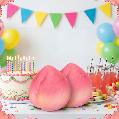AceOrbit 2 Pcs Large Artificial Peach 7.48 Inch Foam Faux Peach Decorations Lifelike Fake Fruit Simulation for Home Birthday Party Cabinet Table Festival Kitchen Harvest Photography Prop