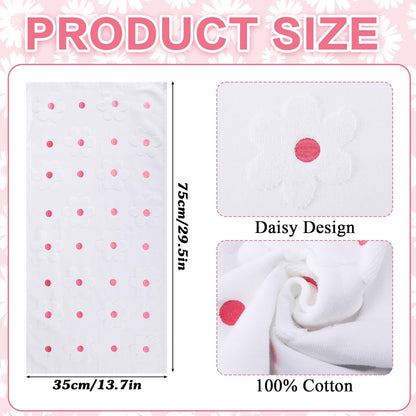Mindsoft 2 Pcs Daisy Hand Towels for Bathroom Coquette Hand Towels 100% Cotton Absorbent Decorative Jacquard Weave Bath Decor Preppy Kitchen Decor Gift(Pink)
