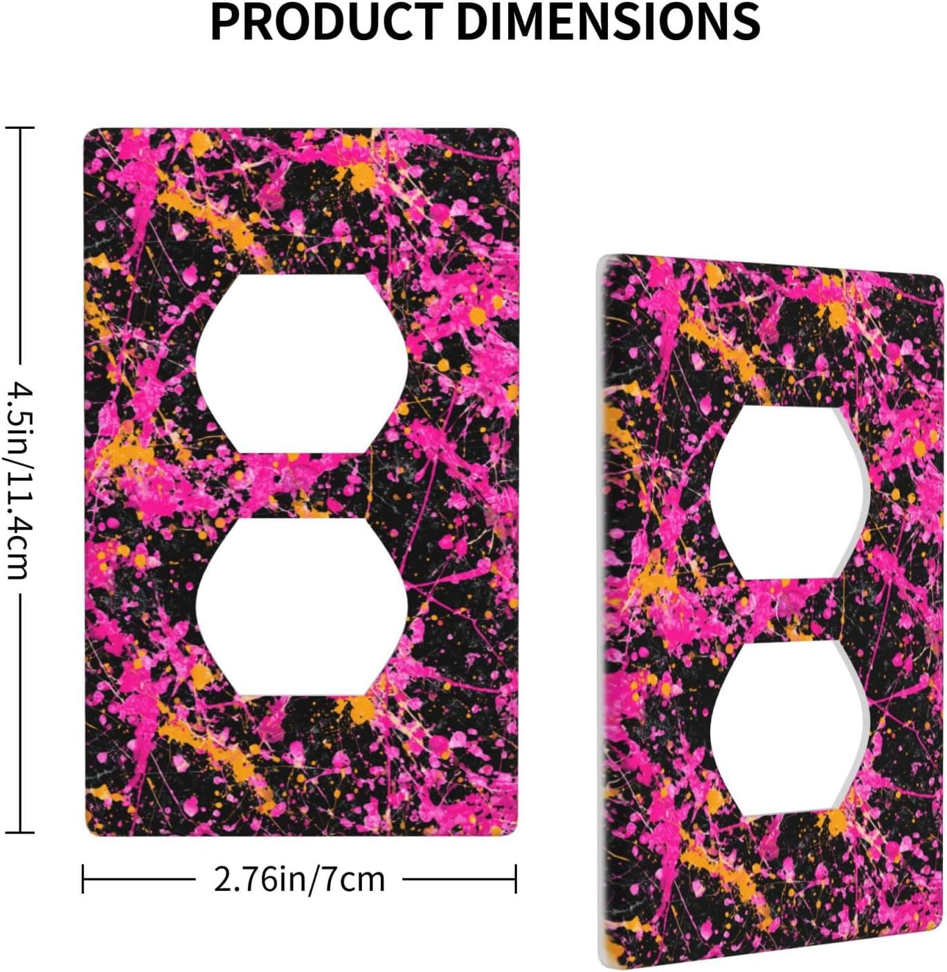 Neon Pink Abstract Paint Splatter Outlet Cover Light Switch Cover Decorative 1 Gang Wall Plate For Kitchen Room Bathroom Size 4.5" X 2.75"