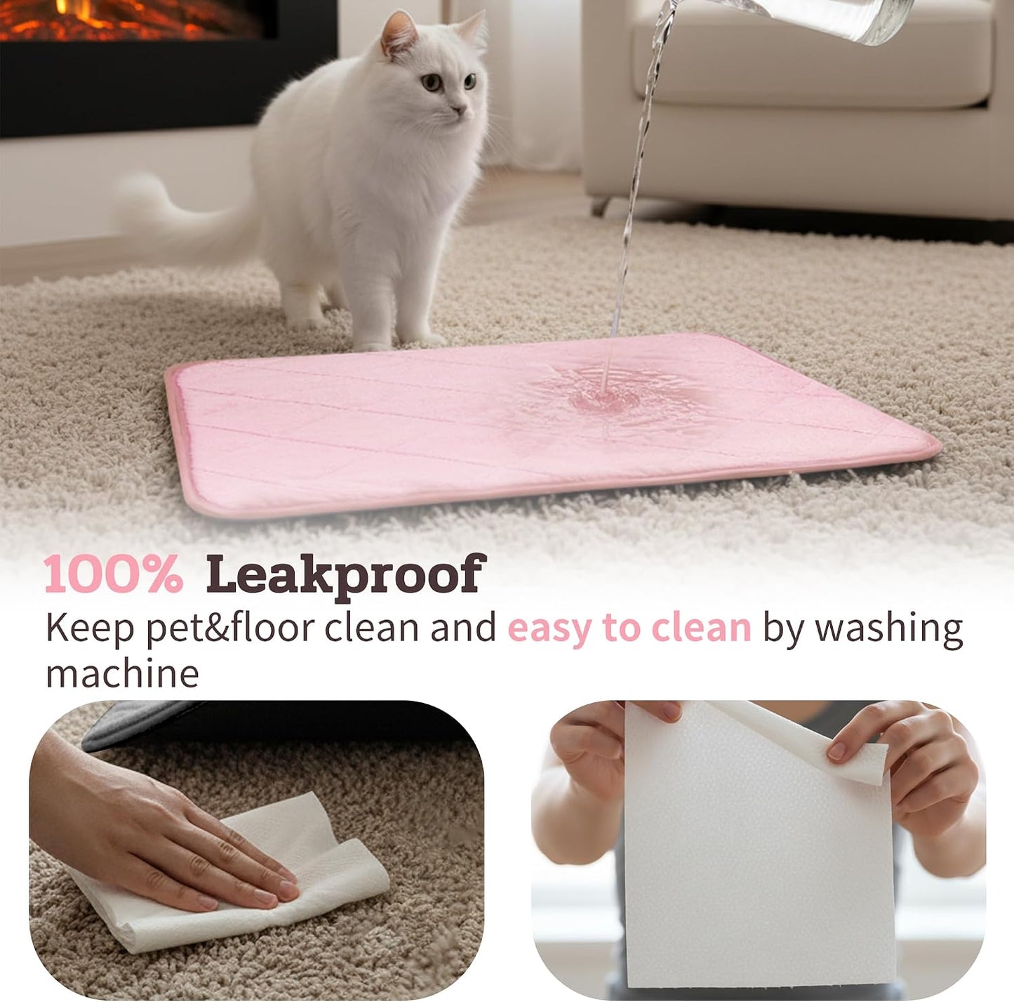 NWK Fluffy Self Warming Cat Mat, Cat Blanket, Thermal Dog Mat, Washable, Non-Slip Bottom for Sofa & Crate & Kennel & Car Seat (Blush Pink, X-Large (45'' X 28'' X 0.4''))