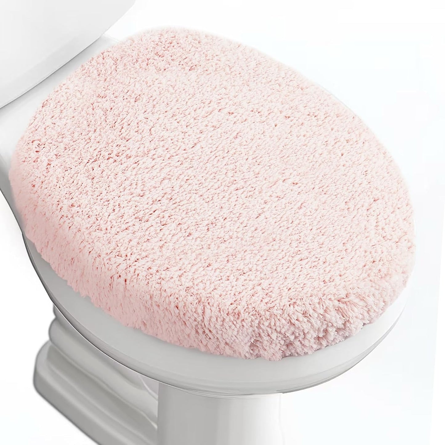 Luxury Soft Microfiber Toilet Lid Cover Machine Washable Solid Toilet Seat Cover 17.5" x 15" Adjustable Rubber Backing Fits Most 16-17.5" L x 14-16" W Round Oblong and Elongated Toilet Seat