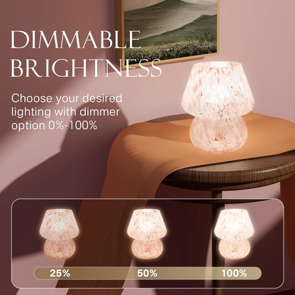 Dawnwake Mushroom Lamp Table Lamp for Bedroom,Small Desk Bedside Lamps for Living Room,Mushroom Decor Cute Mini Modern Mid Century Lamps for Night Stands,Aesthetic Home Living Room Decor(Blush Pink)